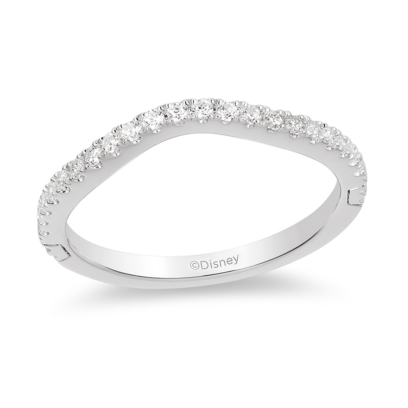 Main Image 1 of Previously Owned - Enchanted Disney Princess 1/5 CT. T.W. Diamond Contour Wedding Band in 14K White Gold