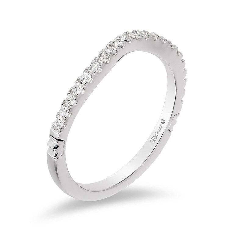 Main Image 2 of Previously Owned - Enchanted Disney Princess 1/5 CT. T.W. Diamond Contour Wedding Band in 14K White Gold