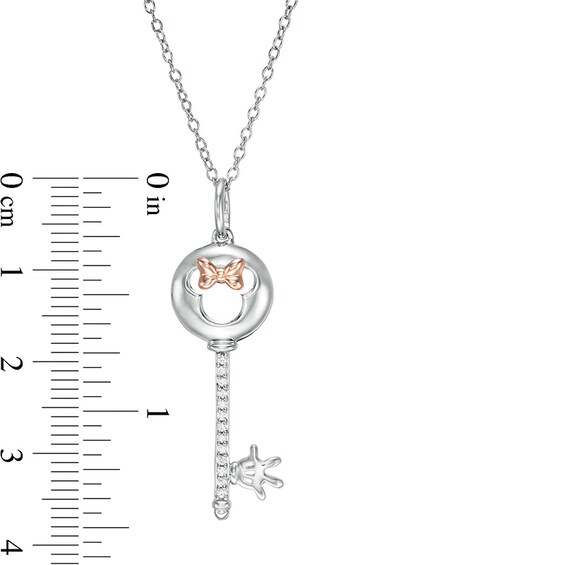 Previously Owned - Mickey Mouse & Minnie Mouse 1/20 CT. T.w. Diamond Minnie Mouse Key Pendant - 19"