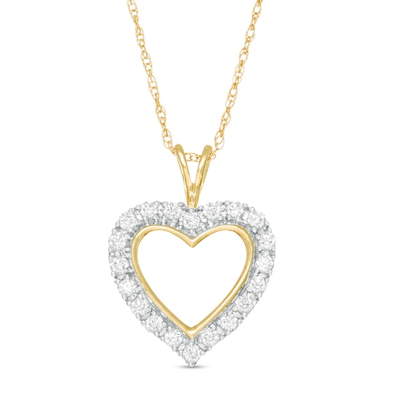 Previously Owned - 1/4 CT. T.w. Diamond Heart Outline Pendant in 10K Gold