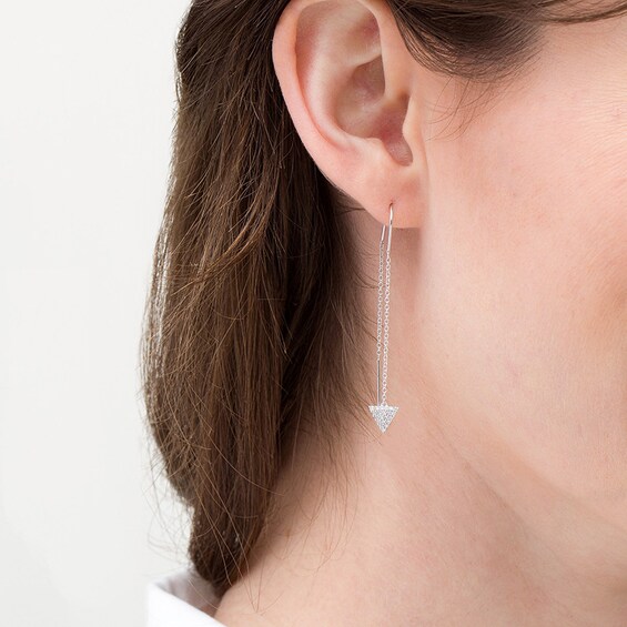 Previously Owned - 1/5 CT. T.w. Diamond Triangle Threader Earrings in 10K White Gold