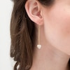 Thumbnail Image 2 of Previously Owned - 3/8 CT. T.W. Diamond Heart Threader Earrings in 10K Gold