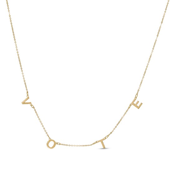 Previously Owned - "Vote" Hand Assembled Letter Station Necklace in 14K Gold
