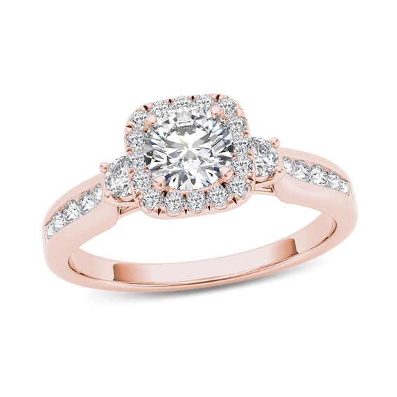 Previously Owned - 7/8 CT. T.w. Diamond Cushion Frame Engagement Ring in 14K Rose Gold