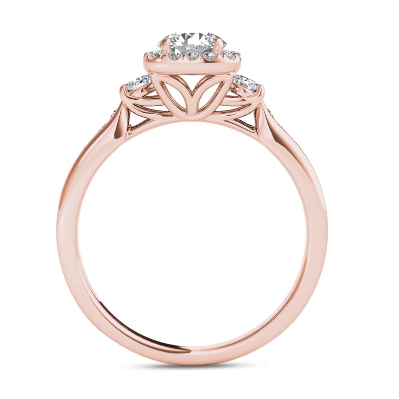 Main Image 3 of Previously Owned - 7/8 CT. T.W. Diamond Cushion Frame Engagement Ring in 14K Rose Gold