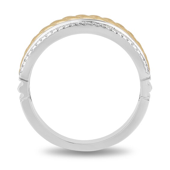Previously Owned - Enchanted Disney Men's 1/4 CT. T.w. Diamond Braid center Wedding Band in 14K Two-Tone Gold