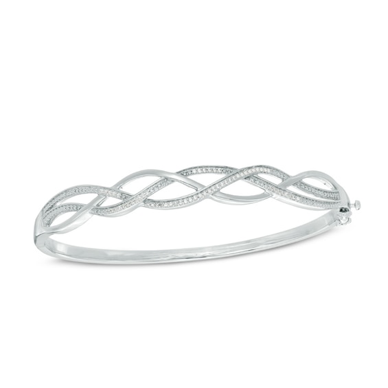 Previously Owned - 1/3 CT. T.w. Diamond Loose Braid Bangle in Sterling Silver
