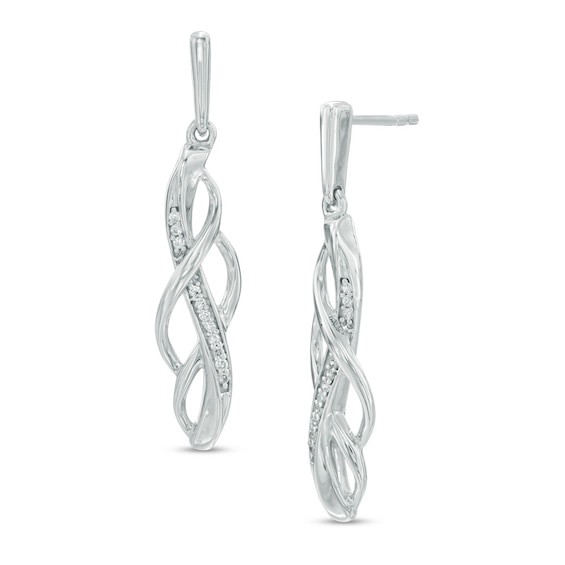 Previously Owned - 1/10 CT. T.w. Diamond Loose Braid Drop Earrings in Sterling Silver