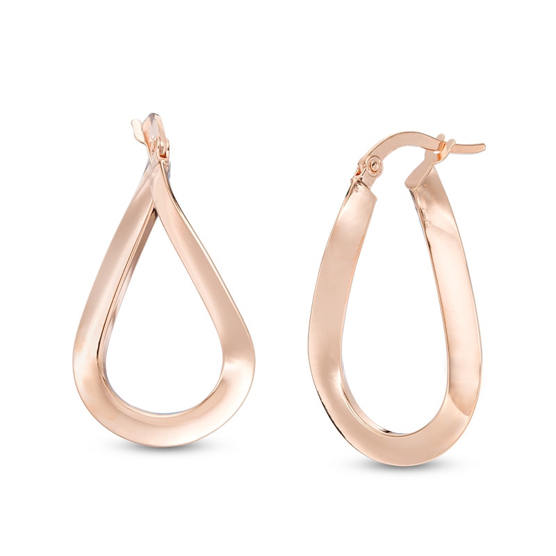 Main Image 1 of Previously Owned - Curved Hoop Earrings in 14K Rose Gold