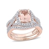 Thumbnail Image 1 of Previously Owned - Cushion-Cut Morganite and 1/4 CT. T.W. Diamond Frame Bridal Set in 10K Rose Gold