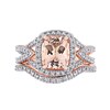 Thumbnail Image 4 of Previously Owned - Cushion-Cut Morganite and 1/4 CT. T.W. Diamond Frame Bridal Set in 10K Rose Gold