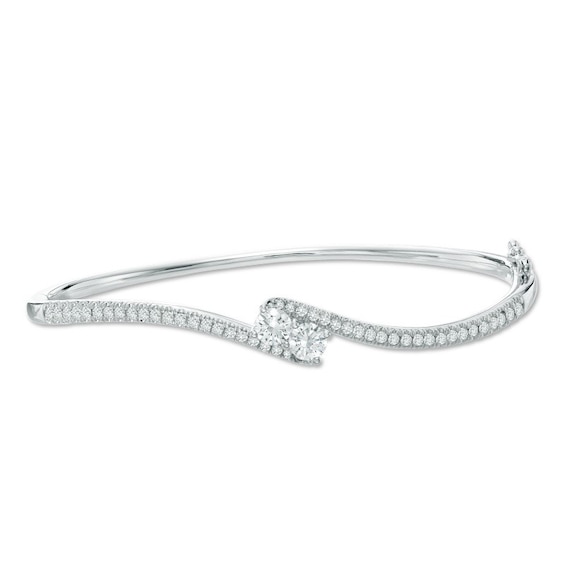 Previously Owned - Ever UsÂ® 1/2 CT. T.w. Two-Stone Diamond Bypass Bangle in 14K White Gold