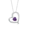Thumbnail Image 1 of Previously Owned - 6.0mm Heart-Shaped Amethyst and Lab-Created White Sapphire Heart Pendant in Sterling Silver