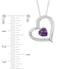 Thumbnail Image 2 of Previously Owned - 6.0mm Heart-Shaped Amethyst and Lab-Created White Sapphire Heart Pendant in Sterling Silver