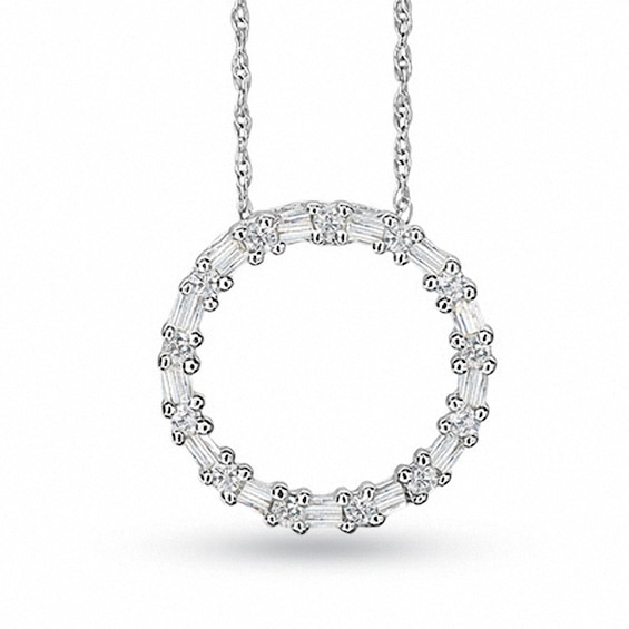 Previously Owned - 1/5 CT. T.w. Diamond Circle Pendant in 10K White Gold