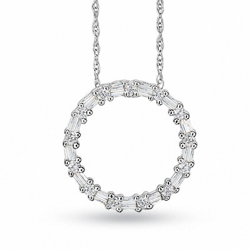 Main Image 1 of Previously Owned - 1/5 CT. T.W. Diamond Circle Pendant in 10K White Gold