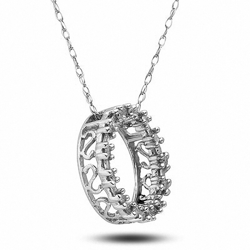Main Image 2 of Previously Owned - 1/5 CT. T.W. Diamond Circle Pendant in 10K White Gold
