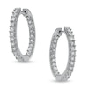 Thumbnail Image 1 of Previously Owned - 1/8 CT. T.W. Diamond Sparkle Hoop Earrings in Sterling Silver