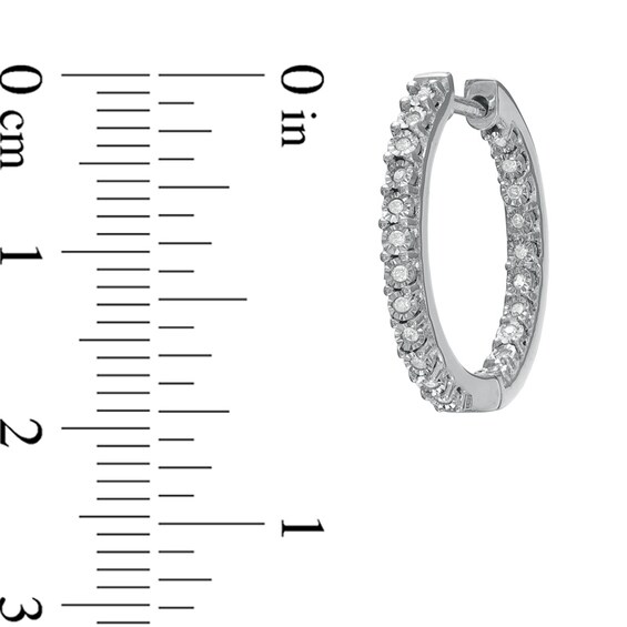 Previously Owned - 1/8 CT. T.w. Diamond Sparkle Hoop Earrings in Sterling Silver
