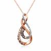 Thumbnail Image 1 of Previously Owned - 1/3 CT. T.W. Champagne and White Diamond Double Infinity Pendant in 10K Rose Gold