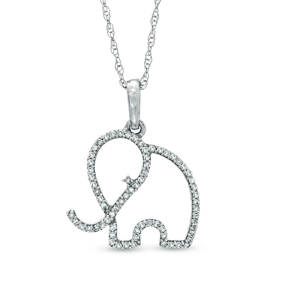 Previously Owned - 1/7 CT. T.w. Diamond Outline Elephant Pendant in 10K White Gold
