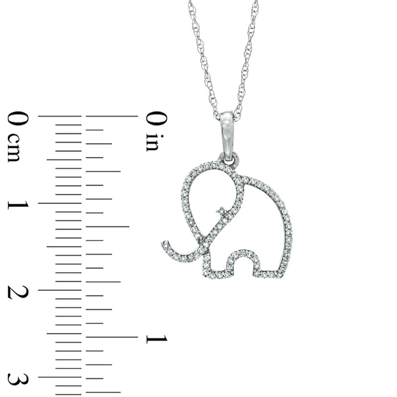 Main Image 2 of Previously Owned - 1/7 CT. T.W. Diamond Outline Elephant Pendant in 10K White Gold