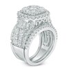 Thumbnail Image 2 of Previously Owned - 4 CT. T.W. Diamond Cluster Frame Three Piece Bridal Set in 14K White Gold