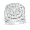 Thumbnail Image 1 of Previously Owned - 6 CT. T.W. Diamond Double Cushion Frame Multi-Row Three Piece Bridal Set in 14K White Gold
