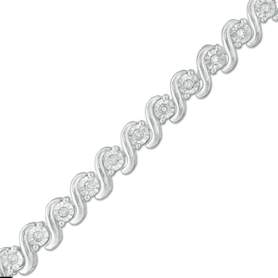 Previously Owned - 1/5 CT. T.w. Diamond "S" Curve Bracelet in Sterling Silver - 7.5"