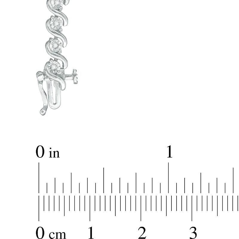 Main Image 3 of Previously Owned - 1/5 CT. T.W. Diamond "S" Curve Bracelet in Sterling Silver - 7.5"