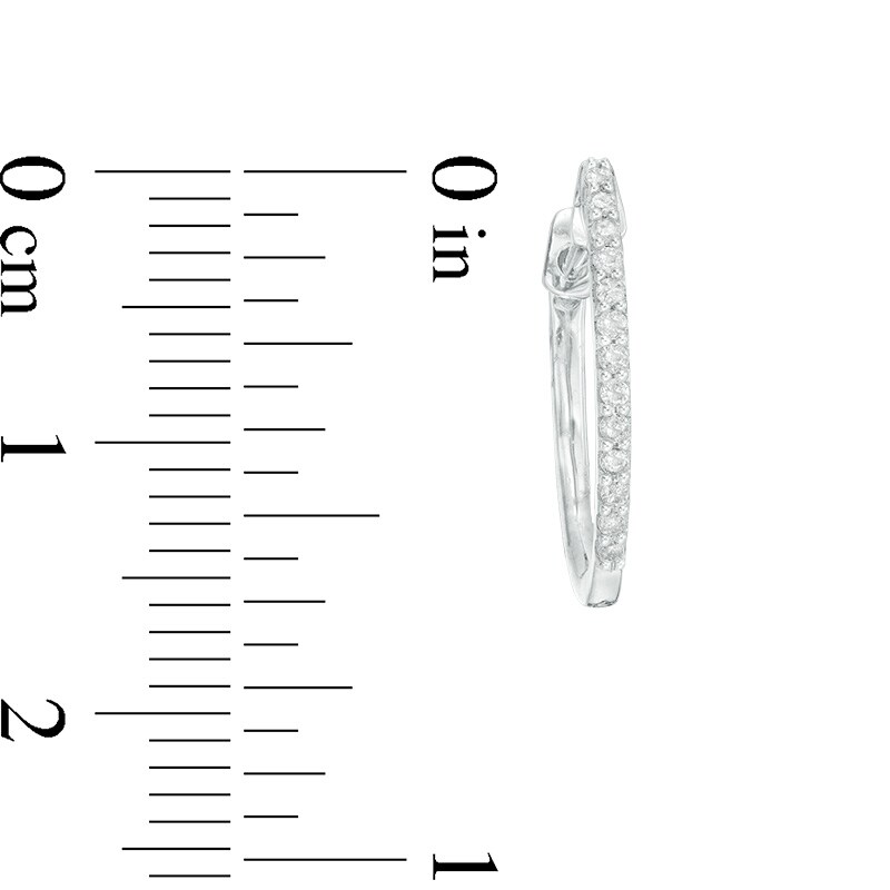 Main Image 2 of Previously Owned - 1/8 CT. T.W. Diamond Hoop Earrings in Sterling Silver
