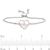 Thumbnail Image 2 of Previously Owned - 1/10 CT. T.W. Diamond Heartbeat Bolo Bracelet in Sterling Silver and 10K Rose Gold - 9.5"