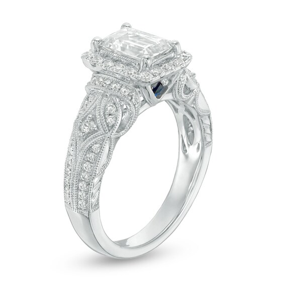 Previously Owned - Vera Wang Love Collection 1-1/2 CT. T.w. Emerald-Cut Diamond Frame Engagement Ring in 14K White Gold