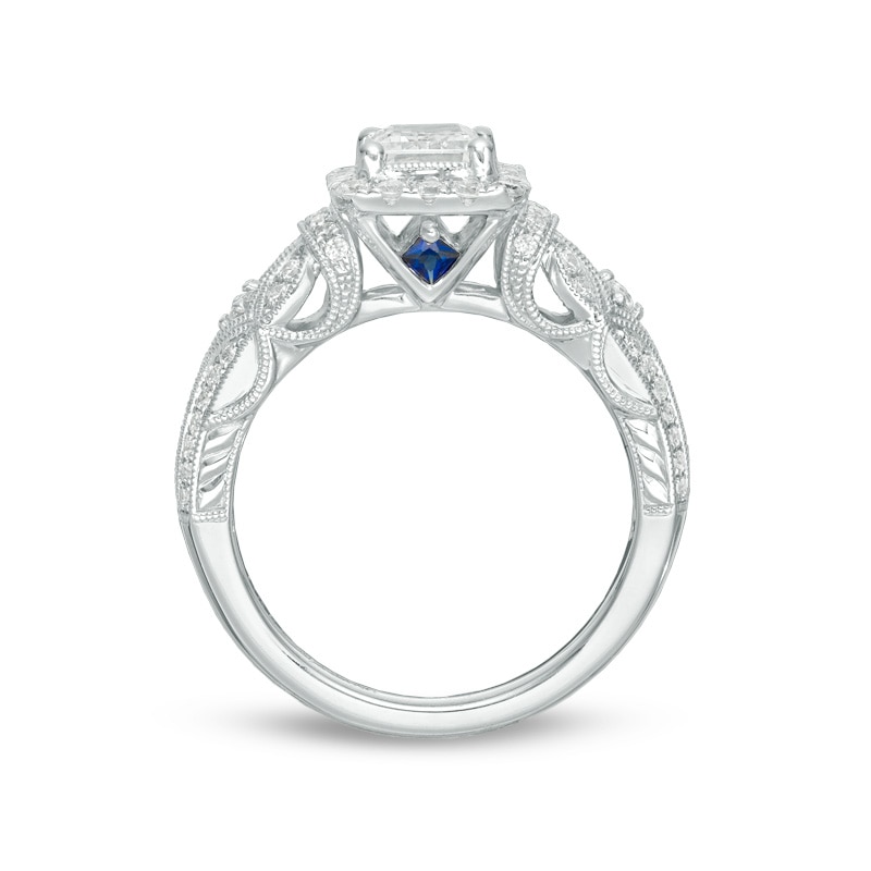 Main Image 3 of Previously Owned - Vera Wang Love Collection 1-1/2 CT. T.W. Emerald-Cut Diamond Frame Engagement Ring in 14K White Gold