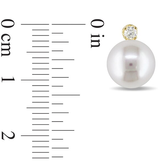 Previously Owned-8.5-9.0mm Freshwater Cultured Pearl and 1/10 CT. T.w. Diamond Stud Earrings in 14K Gold