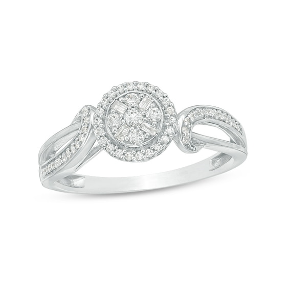 Previously Owned - 1/4 CT. T.w. Composite Diamond Frame Bypass Ring in 10K White Gold