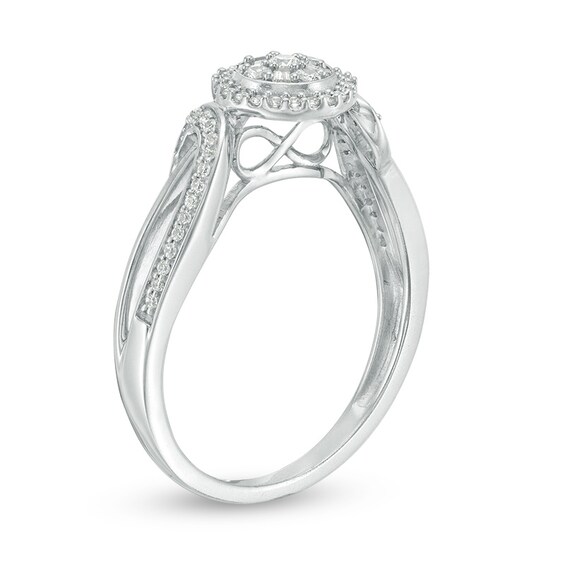 Previously Owned - 1/4 CT. T.w. Composite Diamond Frame Bypass Ring in 10K White Gold