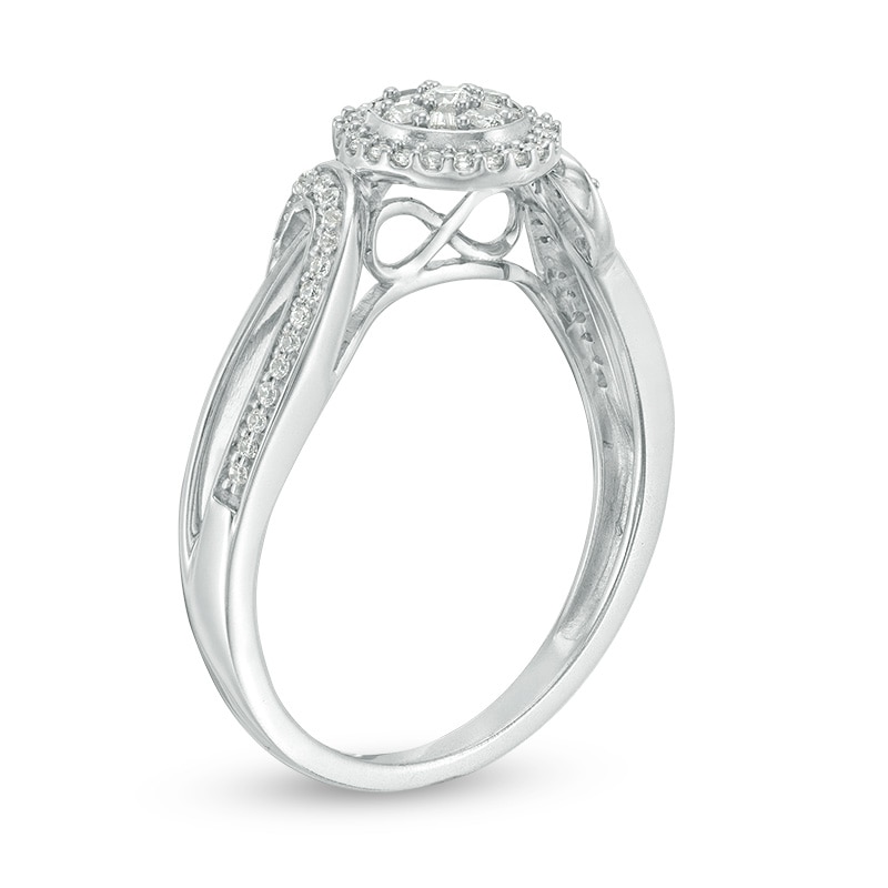 Main Image 2 of Previously Owned - 1/4 CT. T.W. Composite Diamond Frame Bypass Ring in 10K White Gold