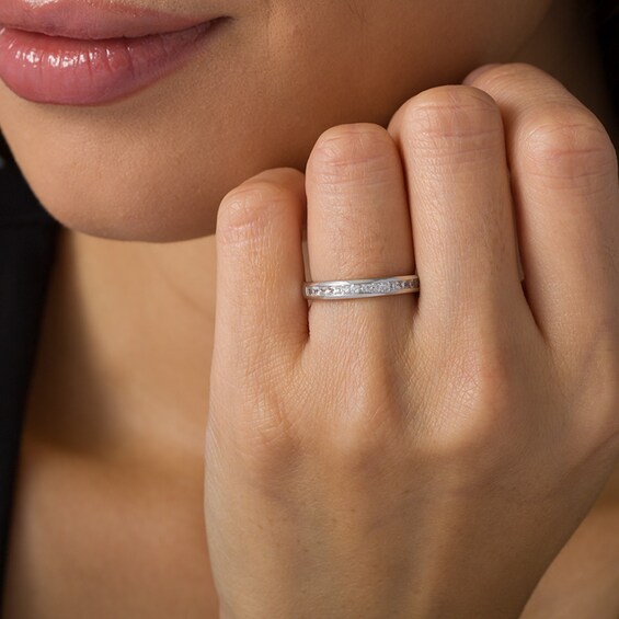 Previously Owned - 1/2 CT. T.w. Princess-Cut Diamond Wedding Band in 10K White Gold