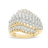 Thumbnail Image 1 of Previously Owned - 2 CT. T.W. Diamond Multi-Row Wave Ring in 10K Gold