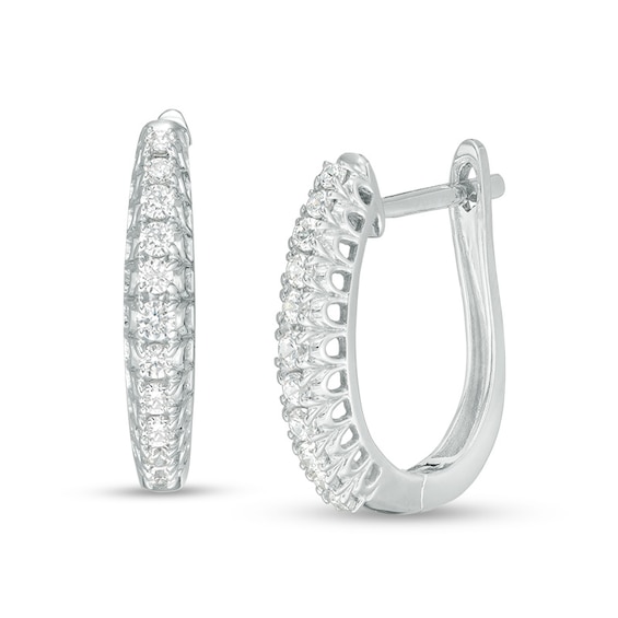 Previously Owned - 1/4 CT. T.w. Diamond Hoop Earrings in 10K White Gold