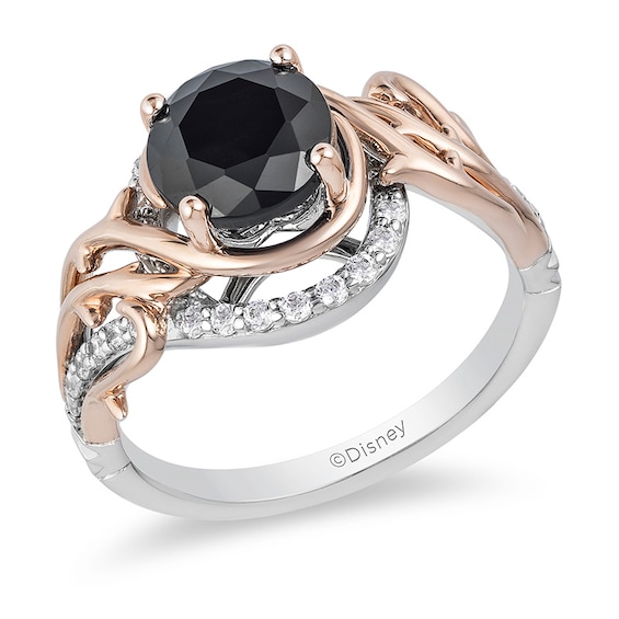 Previously Owned - Enchanted Disney Villains Maleficent 2 CT. T.w. Black Diamond Thorn Ring in 14K Two-Tone Gold