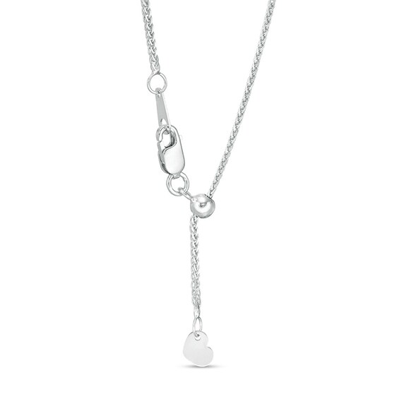 Previously Owned - Made in Italy 025 Gauge Adjustable Wheat Chain Necklace in 14K White Gold - 22"