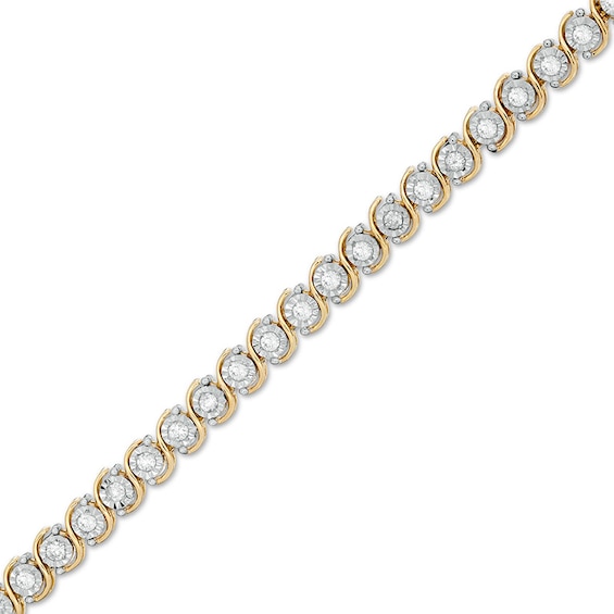 Previously Owned - 1/2 CT. T.w. Diamond "S" Tennis Bracelet in 10K Two-Tone Gold