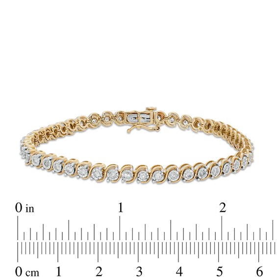 Previously Owned - 1/2 CT. T.w. Diamond "S" Tennis Bracelet in 10K Two-Tone Gold