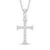 Thumbnail Image 1 of Previously Owned - 1/10 CT. T.W. Diamond Flared Cross Pendant in 10K White Gold