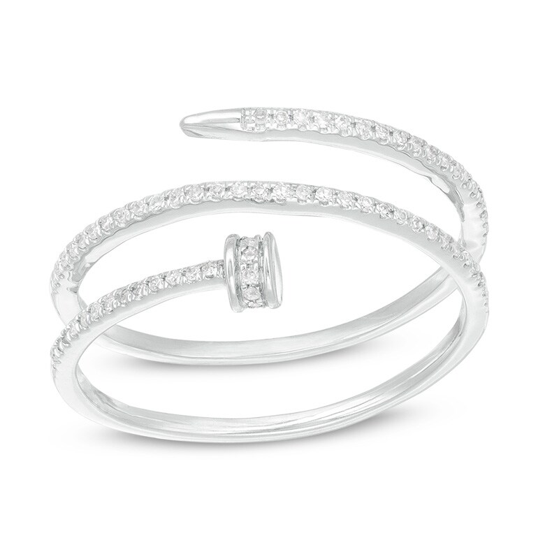 Main Image 1 of Previously Owned - 1/6 CT. T.W. Diamond Wraparound Nail Ring in 10K White Gold