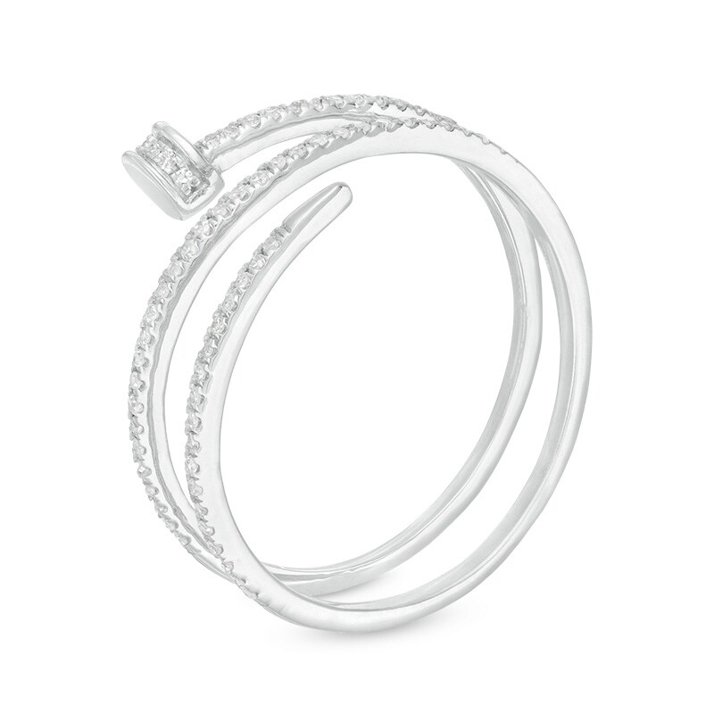 Main Image 3 of Previously Owned - 1/6 CT. T.W. Diamond Wraparound Nail Ring in 10K White Gold