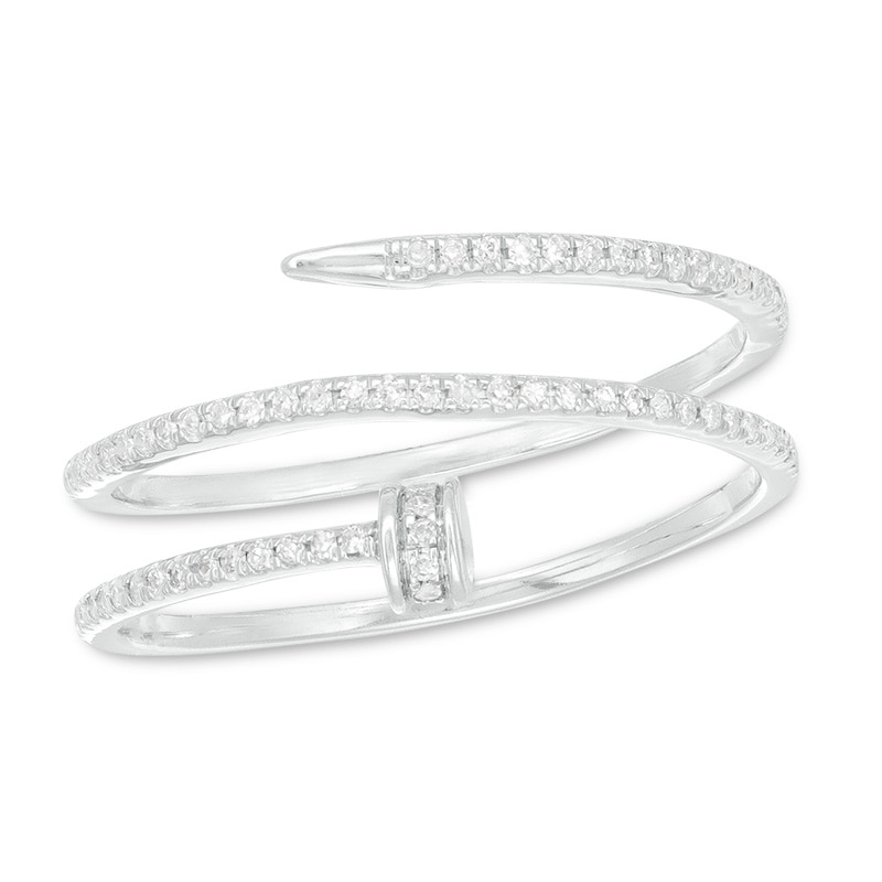 Main Image 4 of Previously Owned - 1/6 CT. T.W. Diamond Wraparound Nail Ring in 10K White Gold