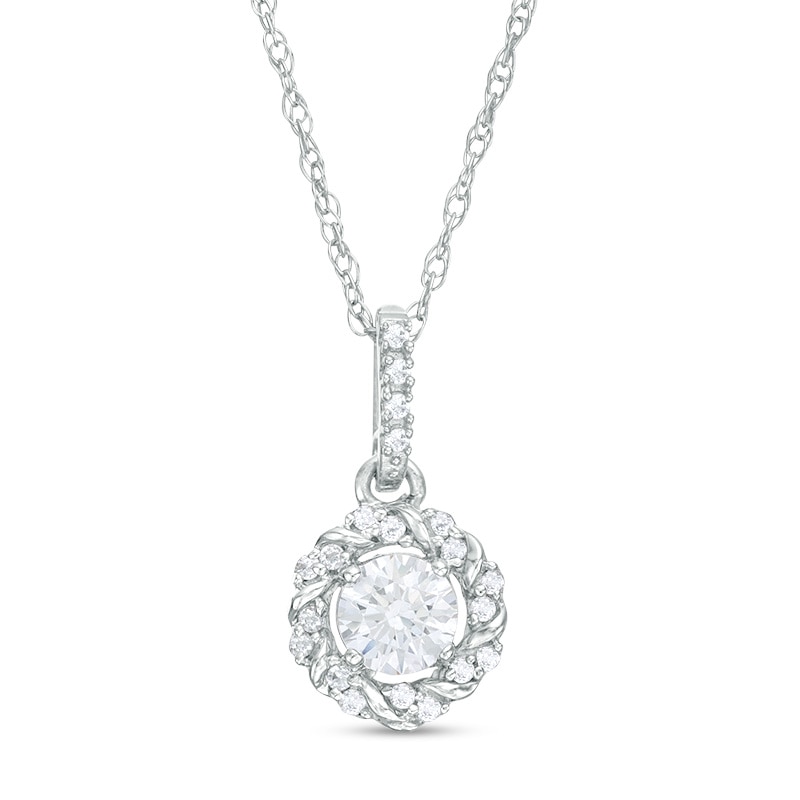 Main Image 1 of Previously Owned - 1/4 CT. T.W. Diamond Twist Frame Pendant in 10K White Gold